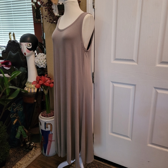LOGO Lori Goldstein Maxi Dress Solid Gray Grey Size M Medium - Picture 2 of 8